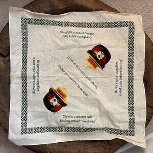 Smokey the Bear cream cotton bandana wilderness firefighter NOS 22 inches square